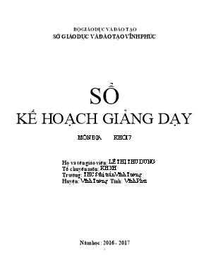 Kế hoạch giảng dạy Địa lí lớp 7 - Năm học 2016-2017 - Lê Thị Thu Dung